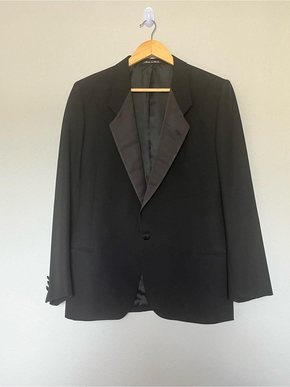 Vintage Armani MANI Blazer Black Satin Lapel Men’s 38R Slim Wool Blend Saks